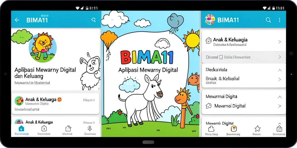 Screenshot BIMA11 menunjukkan anak-anak mewarnai dengan alat digital yang menarik.