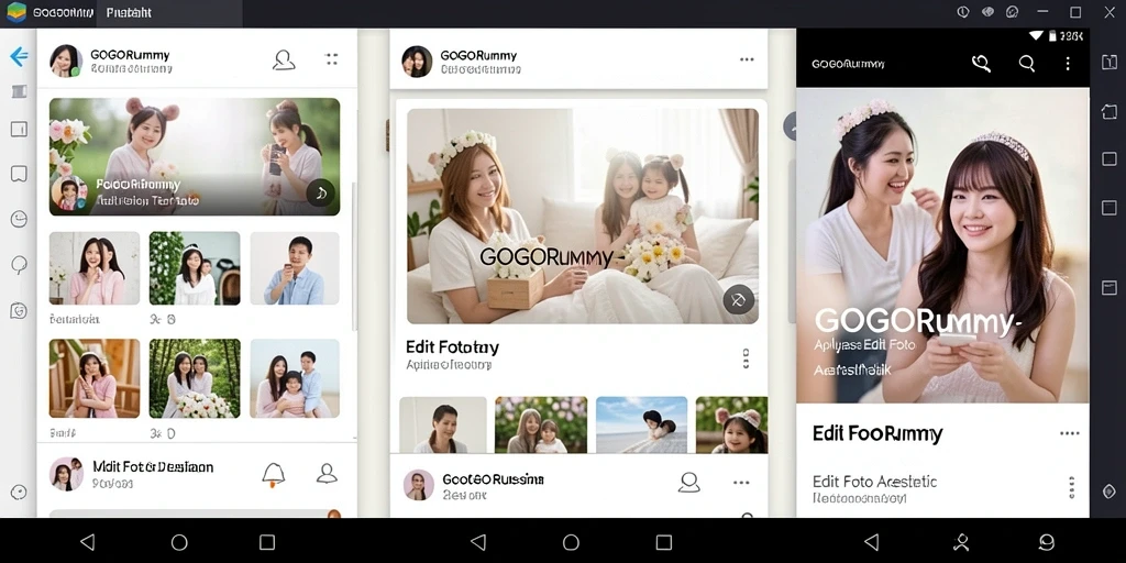 Tampilan antarmuka GOGORUMMY untuk pengeditan foto aesthetic.