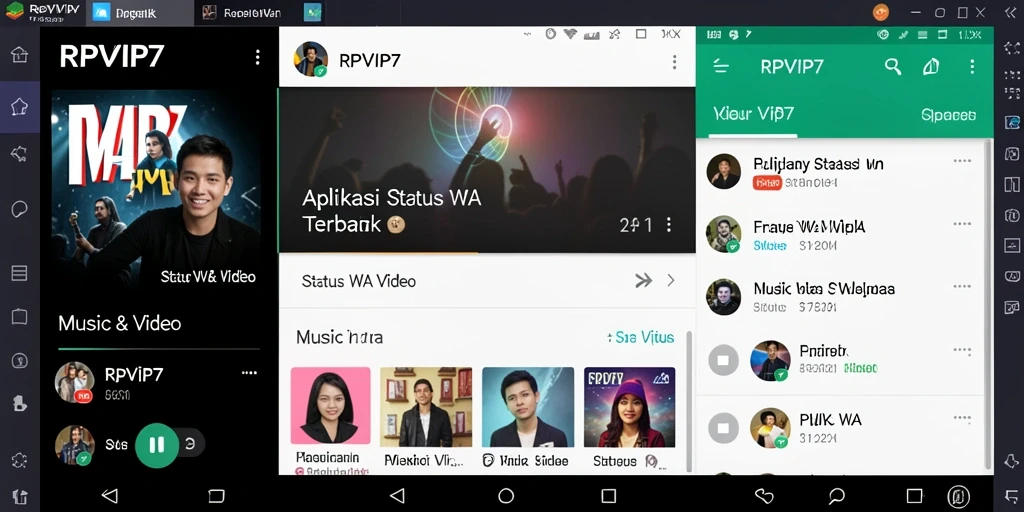 Antarmuka RPVIP7 untuk mengunggah video status WhatsApp.