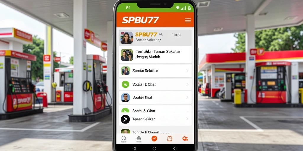 Antarmuka menarik SPBU77 untuk menemukan teman sekitar.